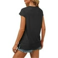 thumbnail image 4 of Inleife Women's Loose Casual Tops Solid Color Crew Neck Side Slit Short Sleeved Top, 4 of 6