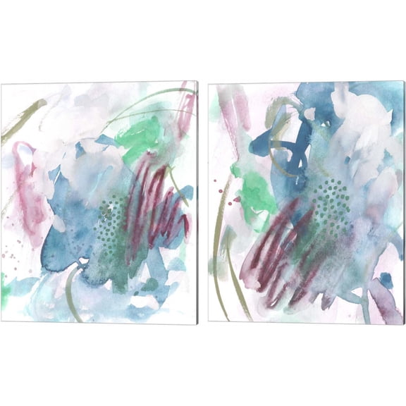 Great Art Now Magenta Wave Form by Melissa Wang 2 Piece Canvas Art Set Each 12"W x 15"H