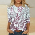 thumbnail image 1 of Jsaierl Automne Manches 3/4 Hauts pour Femmes Décontractés Col Rond Chemises Mode Imprimées T-Shirts Confortables Légers 2024 Blouses pour Dames, 1 of 5