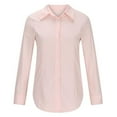 thumbnail image 3 of Womens Blouses Tops T Shirts Fashion Lapel Long Sleeve Linen Button Solid Color Slim Fit Tees,Pink,S, 3 of 3