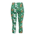thumbnail image 5 of SCRAWLGOD Christmas Tree Snowman Gingerbread Man Green Capri Leggings with Pockets for Women High Waist Stretch Tummy Control Workout Yoga Capris Casual Yoga Pants Leggings for Cycling, S, 5 of 7