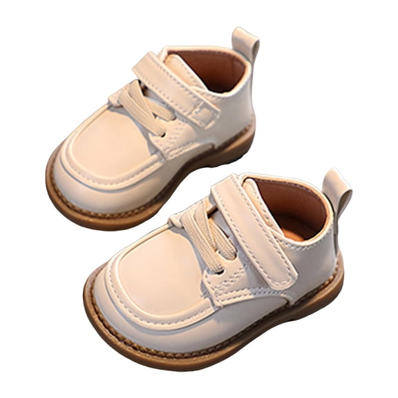 Quealent Baby Boy Oxford Shoes PU Leather Loafers Rubber and Soft Sole Wedding Dress Shoes Toddler Girl Baby Walking Shoes Beige for Size 8
