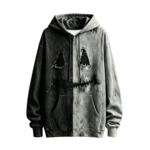 CONROSES Mens Halloween Hoodies Spooky Ghost Face Graphic Long Sleeve Novelty Pullover Hoodie for Men Fall Hooded Sweatshirts with Pocket