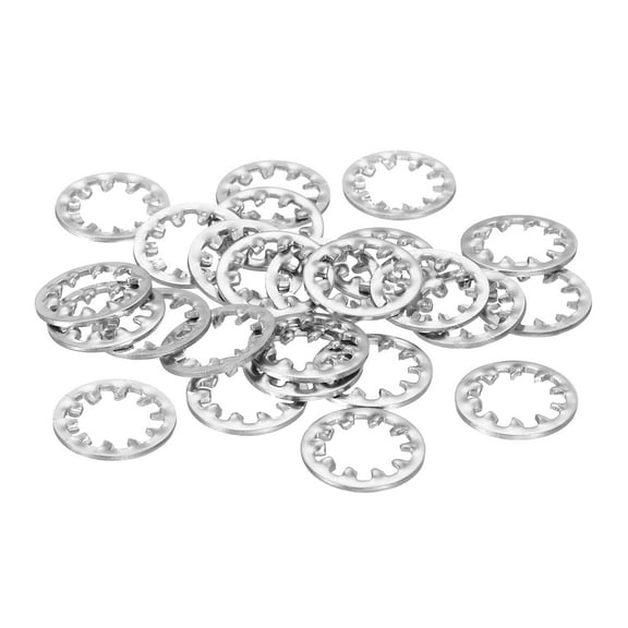 Uxcell 100Pcs Internal Tooth Star Lock Washers, 3/8-Inch Stainless Steel Internal Serrated Lock Washer, Silver Tone
