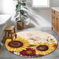 thumbnail image 3 of Round Rugs 3Ft, Sunflower Round Area Rug Washable Indoor Throw Carpet, Farmhouse Rose Floral Vintage Butterfly Small Non Slip Circle Rug for Bedroom Living Room Home Decor Aesthetic, 3 of 8