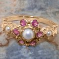 thumbnail image 5 of LBG British Made 14k Rose Gold Cultured Pearl & Pink Tourmaline Womens Statement Ring - 33 size options - Size 5.5, 5 of 7