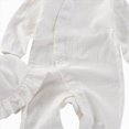 thumbnail image 4 of KPOPLK Newborn Baby Girls Smocked Romper Onesie Preemie Long Sleeve Going Home Outfit with Bow Hat(3-6 Months,White), 4 of 6