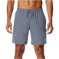 thumbnail image 2 of PiGOGI Men's Fashion Casual Shorts with Elastic Waist, Solid Color Lightweight Polyester Pants for Summer Outdoor Lounge Gray XL, 2 of 6