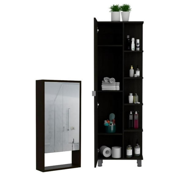 Home Square 2-Piece Set with Medicine Mirror Cabinet and 62" Linen Cabinet