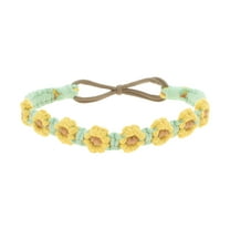 Unique Bargains 1 Pc Hand-woven Stretch Headbands for Women Yellow Green