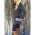 thumbnail image 5 of Femmes Col Rond Boutonné vers le Bas Manches Longues Pull en Tricot en Vrac Pull Tops, 5 of 5