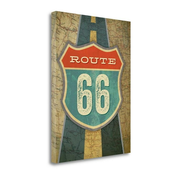 18" x 23" Route 66 By Renee Pulve - Wall Art Print on Canvas Fabric Multi-Color