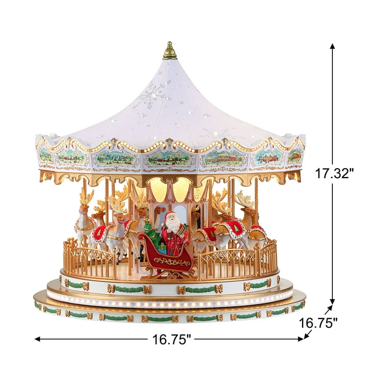 Mr. Christmas Animated Indoor Deluxe Crystal Carousel, 17 Inch