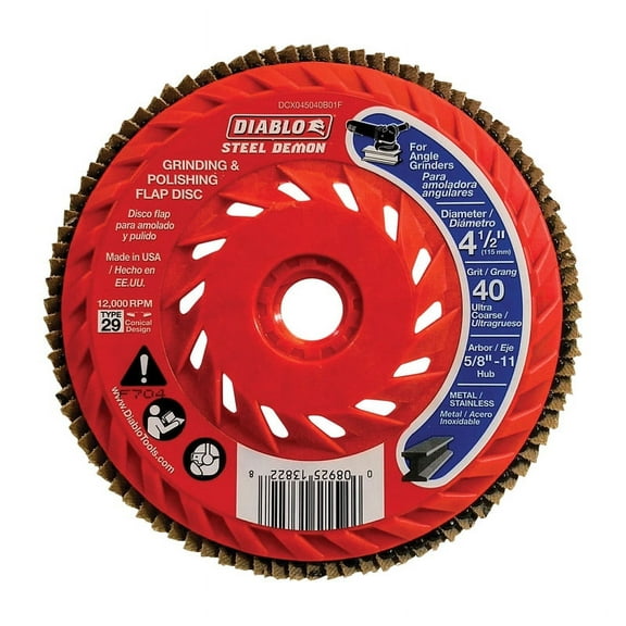 Diablo Steel Demon 4-1/2 in. Dia. x 5/8 in. Ceramic Thread Arbor Flap Disc 40 Grit 12000 rpm 1 pk