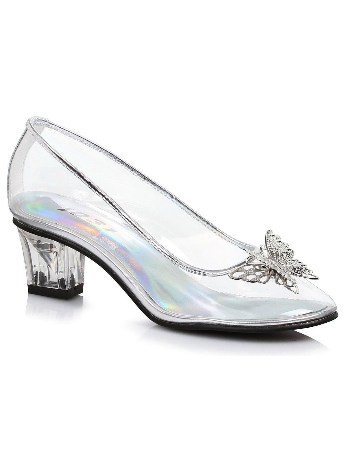 clear silver shoes