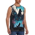 thumbnail image 2 of Xecao Artistic Moon Valley Wolf Print Men's Tank Top: Sleek Sleeveless Tee for Casual Sports and Beach Occasions-Small, 2 of 7