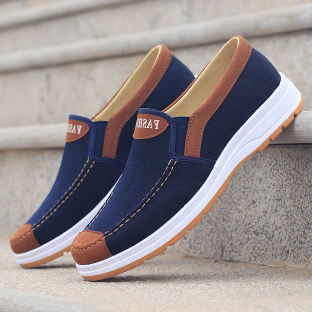 ZTTD Fashion All Season Men Casual Shoes Flat Bottom Non Slip Cloth Colorblock Comfortable and Elastic Slip On