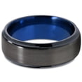 thumbnail image 2 of P. Manoukian Tungsten Wedding Band Ring 8mm for Men Women Blue Black Gunmetal Beveled Edge Brushed Polished Lifetime Guarantee Size 6, 2 of 4