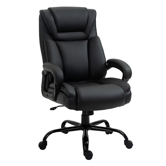 Big and Tall Office Chair 400lbs Wide Seat High Back Black PU Leather Desk Chair