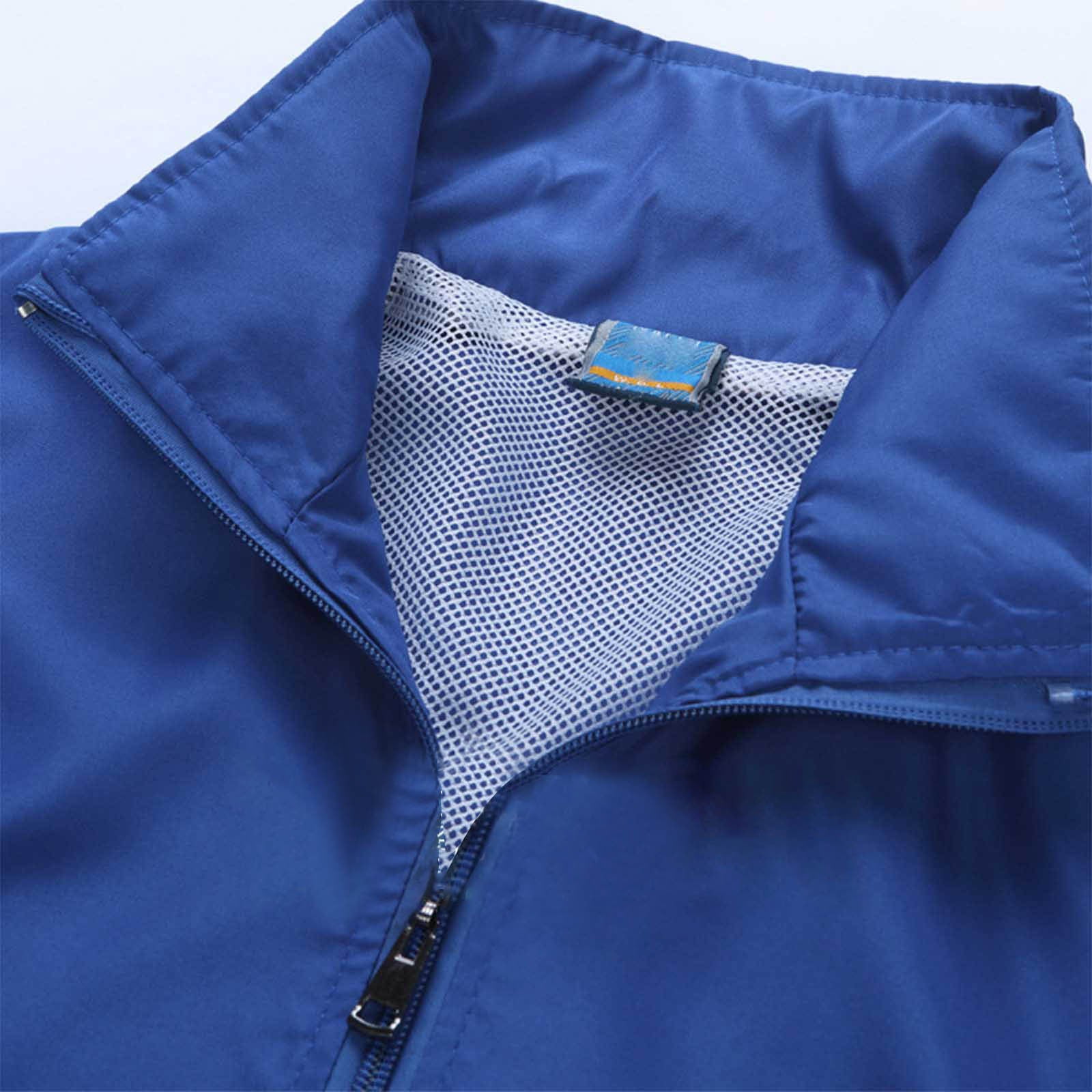 Men's Solid Color Mesh Sport Zipper Jacket Long Sleeve Hoodless