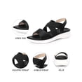 thumbnail image 4 of BLISSFUL STEP Women's Open Toe Elastic Cross Strap Flat Sandals Black (Size 7), 4 of 6