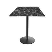 Indoor/Outdoor 42" Tall OD214 Black Table Base with 22" Diameter foot and 32" x 32" Square Indoor/Outdoor Black Marble Top by the Holland Bar Stool Co.