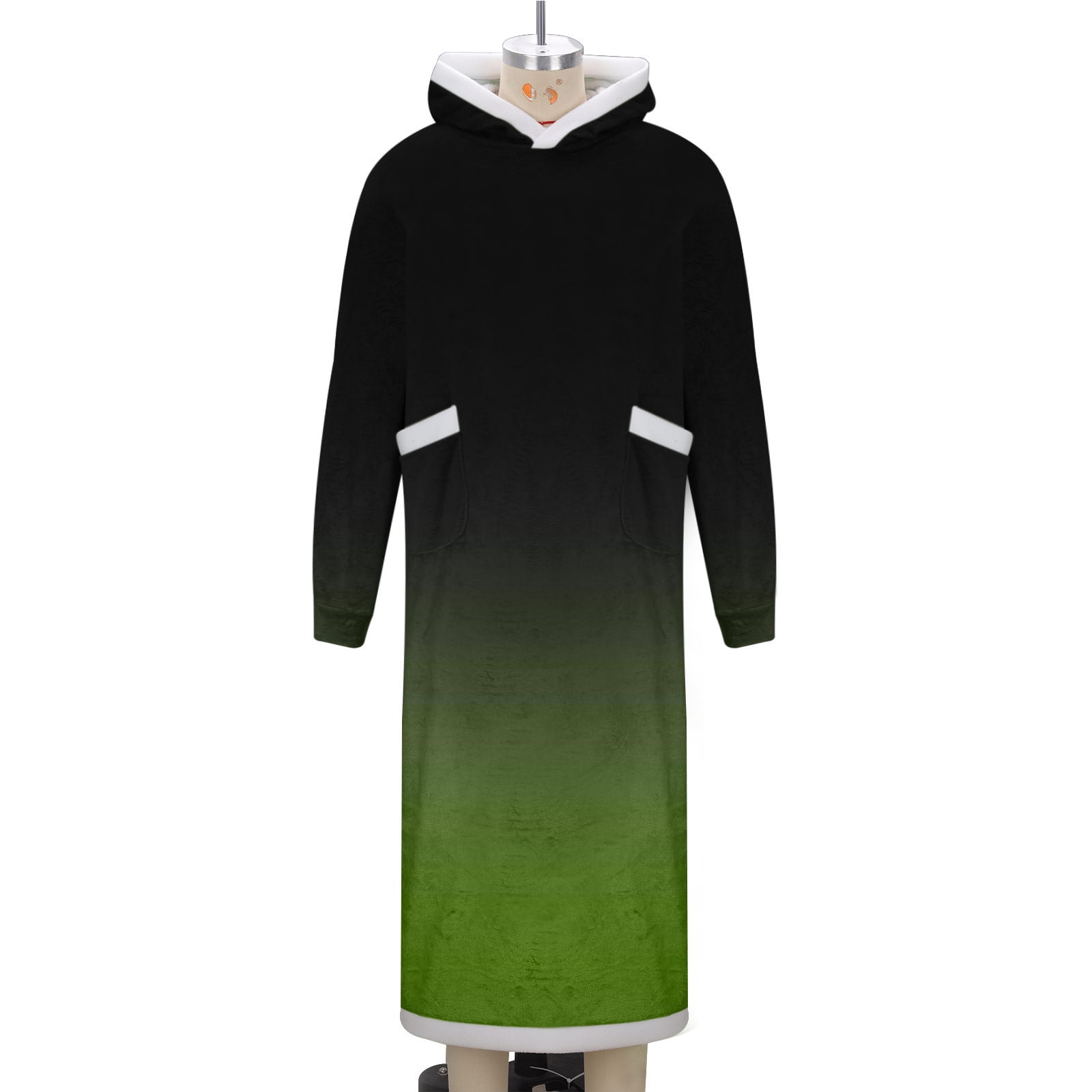Oversized Wearable Blanket Hoodie for Men Gradient Flannel Sherpa Fleece Warm Cozy Wrap Throw for Adult