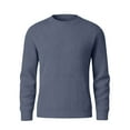 thumbnail image 6 of CCRFTGI Mens Sweaters 2025 Fashion Casual Ribbed Solid Color Sweater Trendy Long Sleeve Crewneck Sweater Pullover Knit Pullover Top Navy M, 6 of 7
