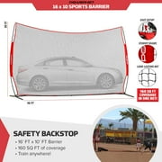 PowerNet Portable Sports Net for Protection, Soccer, Lacrosse & Volleyball Rebounder, Softball Baseball Net, Basketball Net, Indoor Outdoor Safety Net, Backyard & Garage Backstop (16 x 10 FT)
