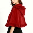 thumbnail image 4 of ZGRBOU Little Red Riding Hood Cape for Women Velvet Ruffle Trim Bow Tie Cape Halloween Christmas Costume 2026, 4 of 5