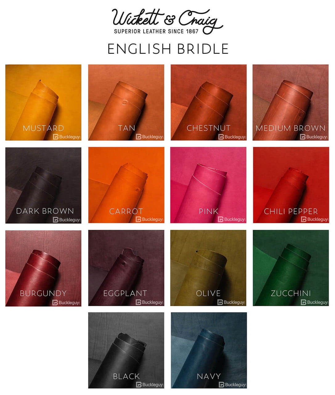 Wickett & Craig English Bridle Leather Panels, Burgundy