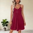 thumbnail image 6 of TaTaai Summer V-Neck Camisole Dress for Women Knitted Sleeveless Slim Fit Waist Cinching Solid Color Soft Stretchy Casual Dress for Daily Outing Vacation Gift, 6 of 6
