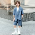thumbnail image 3 of RYTAYY Children Boys Clothing Sets Casual Solid Color Button Short Sleeved Suit and Shorts with Pocket Comfortable Breathable 3-16 Years Fashionable & Breathable, 3 of 9