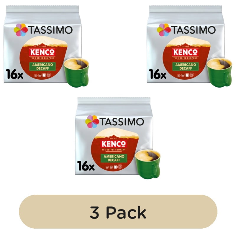 Tassimo Kenco Americano Decaff Coffee Pods, 16 pods per pack, British Import (Pack of 3)