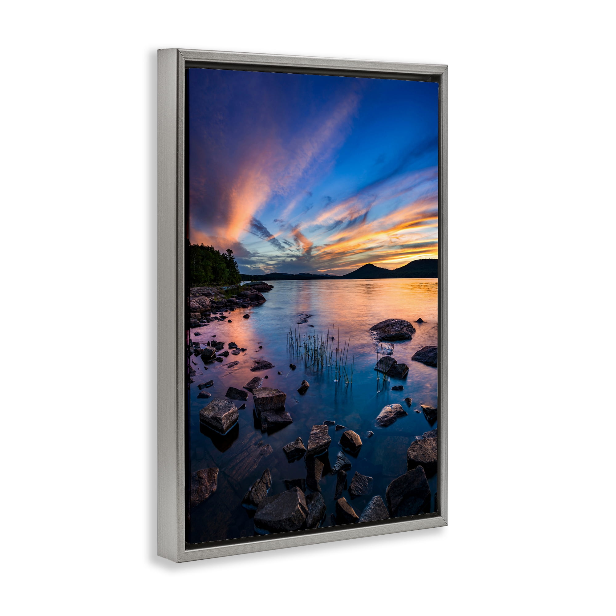 Stupell Industries Sunrise on Piseco Lake Gray Framed Floater Canvas Wall Art, design by Jonathan Zaharek