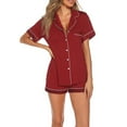 thumbnail image 4 of Women's Loungewear Sets – Stylish 2 Piece Lounge Sets for Nursing, Brunch or Lightweight Sleepwear Looks Women's Pajama Set Two Piece Casual Set Short Sleeved Top And Shorts Soft Pajama Chest Pocket, 4 of 9