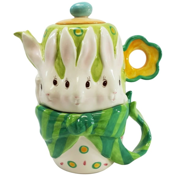 Cosmos 20871 Gifts Bunny Rabbit Ceramic Teapot, 6-5/8-Inch, Service for 1