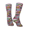 thumbnail image 5 of Uemuo Retro Cassette Pattern Women's Crew Socks, Soft Durable Breathable Moisture-Wicking with Odor Control Cotton socks, 5 of 9