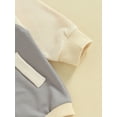 thumbnail image 6 of Bagilaanoe Newborn Baby Girl Boy Oversized Rompers Sweatshirt Long Sleeve Bodysuits Contrast Color Pullover 6M 12M 18M 24M Infant Casual Tee Tops, 6 of 8