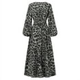 thumbnail image 4 of ZANZEA Women Party Dress Gown Ball Leopard Print V-Neck Swing Long Shirt Dress, 4 of 6