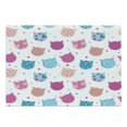 thumbnail image 1 of Feminine Cutting Board, Cat Heads Silhouettes with Stars Dots and Stripes Checked Patterns Patchwork, Decorative Tempered Glass Cutting and Serving Board, Large Size, Fuchsia and Blue, by Ambesonne, 1 of 1