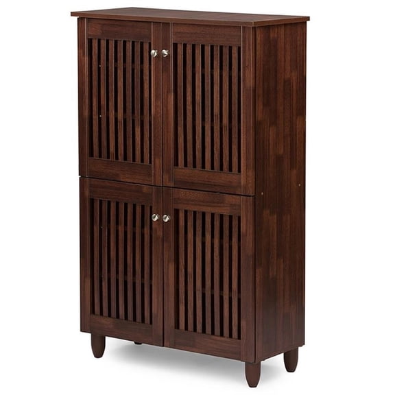 Baxton Studio Fernanda Modern 4-Door Oak Brown Wooden Shoe Cabinet