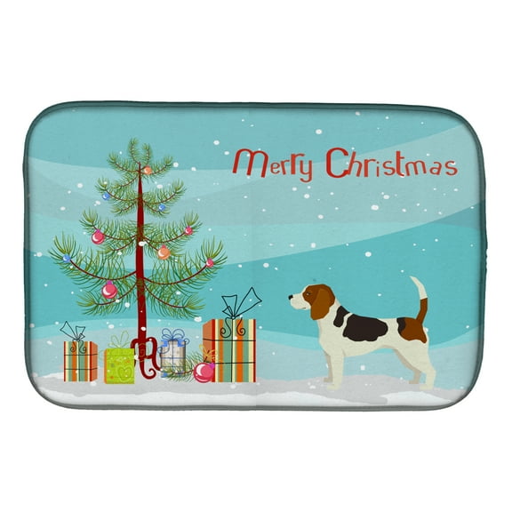 Beagle Christmas Tree Dish Drying Mat