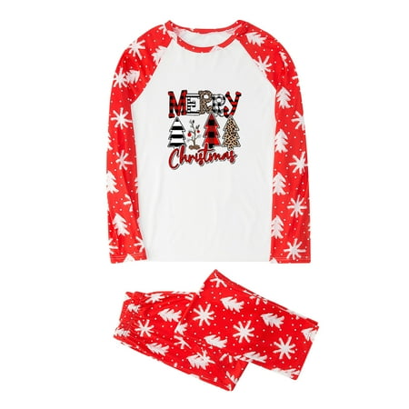 

REORIAFEE Christmas Pjs for Family Christmas Print Tops+Pants Family Matching Pajamas Set Men L
