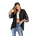 thumbnail image 2 of Women's Short Sleeve Solid Casual Capes Beach Cover up Beachwear Cardigan Sheer Chiffon Kimono Cardigan, 2 of 9