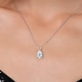 thumbnail image 3 of Gem Stone King 0.72 Cttw Oval Sky Aquamarine Pendant Necklace for Women | 925 Sterling Silver | Gemstone Birthstone | With 18 inch Silver Chain, 3 of 6