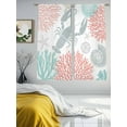 thumbnail image 2 of Teal Red Coastal Sheer Curtains for Living Room Bedroom Summer Lobster Coral Nautical Sheer Curtains 63 Inch Long 2 Panels Set Light Filtering Curtain Window Treatments Drapes for Dining Room, 2 of 6