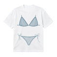 thumbnail image 4 of Ladies Tops and Blouses Wedding Bridesmaid Funny Round Neck Printed Rugby Shirt for Women,White,L, 4 of 6