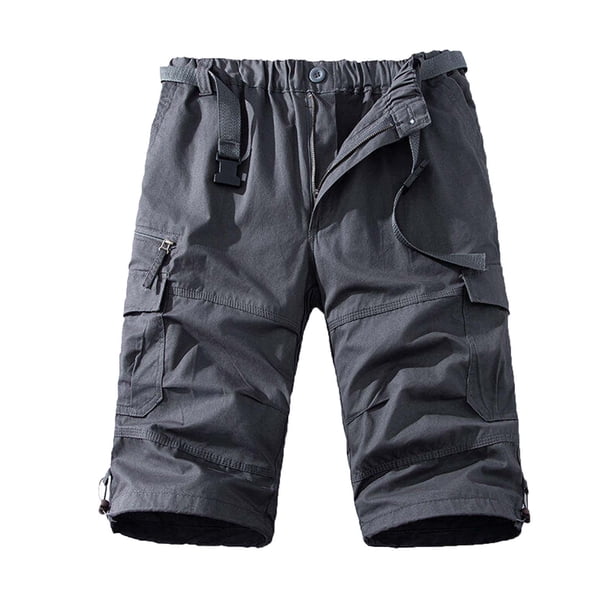 Multi Bolsillo Cargo Pantalones para Hombres Estiramiento Casual Cordón Clásico Pantalones Cortos de Verano con Bolsillos Múltiples, Pantalones Cortos de Cintura Elástica