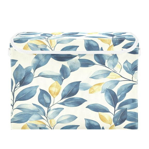 Storage Box With Lid 16.5x12.6x11.8In Foldable Stacked Household Storage Box Pretty Leaves